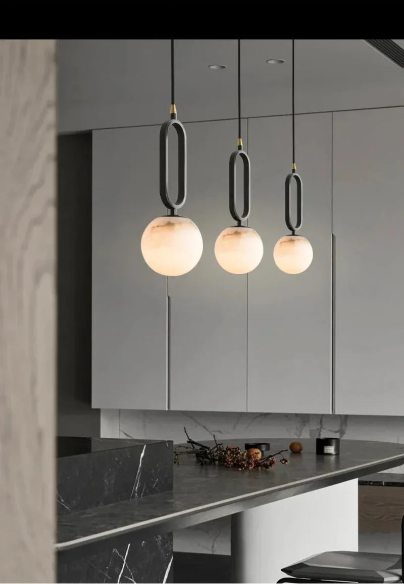 Orbit Glow Marble & Brass Pendant Light - Final Sale