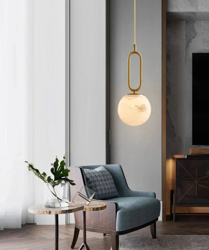 Orbit Glow Marble & Brass Pendant Light - Final Sale