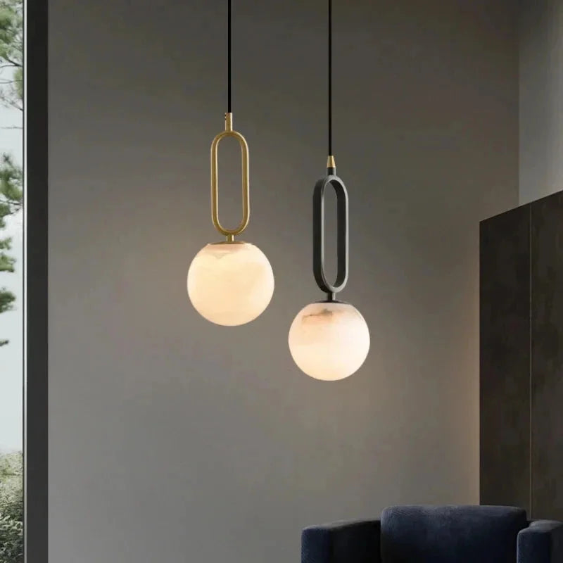 Orbit Glow Marble & Brass Pendant Light - Final Sale