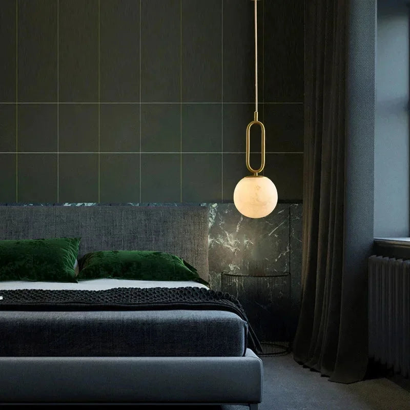 Orbit Glow Marble & Brass Pendant Light - Final Sale