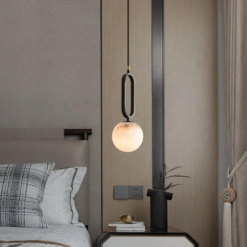 Orbit Glow Marble & Brass Pendant Light - Final Sale