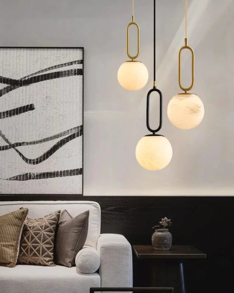 Orbit Glow Marble & Brass Pendant Light - Final Sale