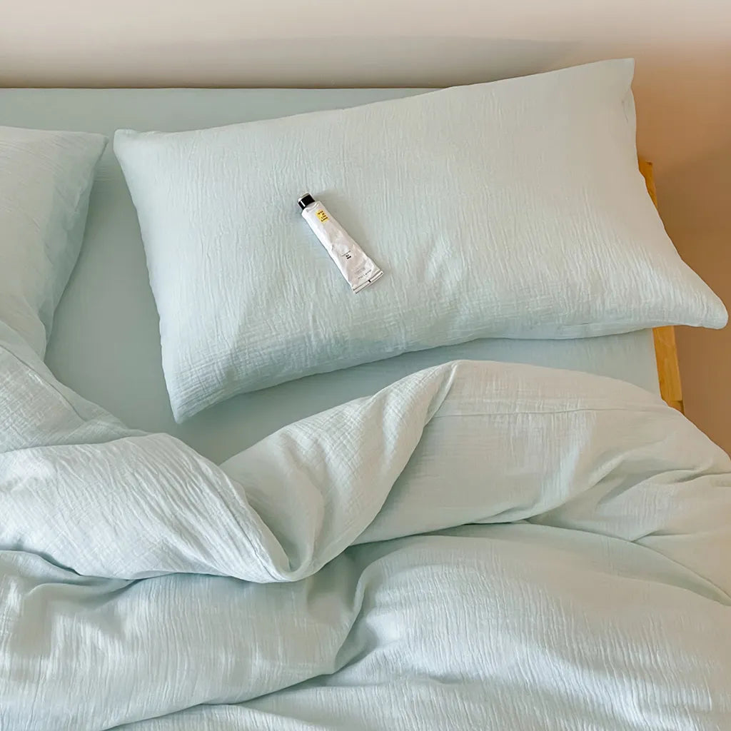 Organic Gauze Duvet Cover Aqua