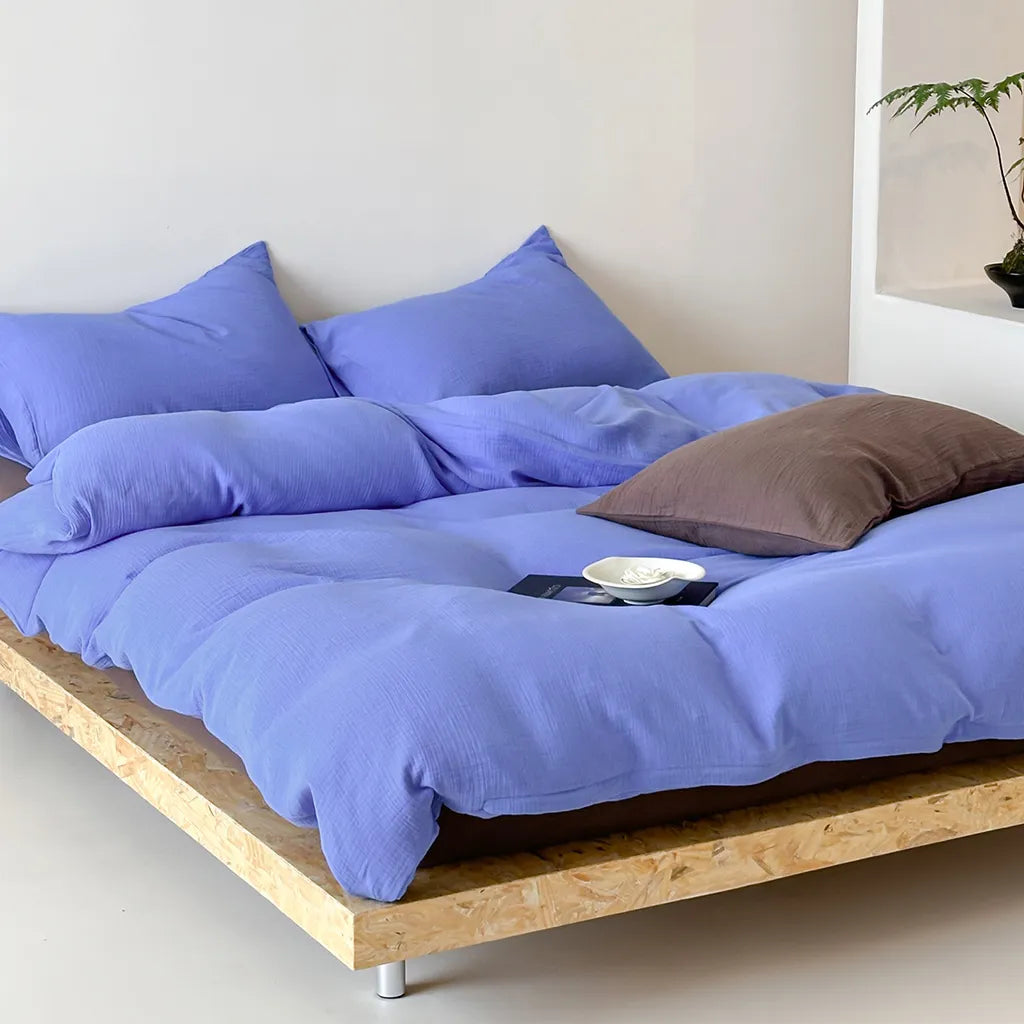 Organic Gauze Duvet Cover Blue