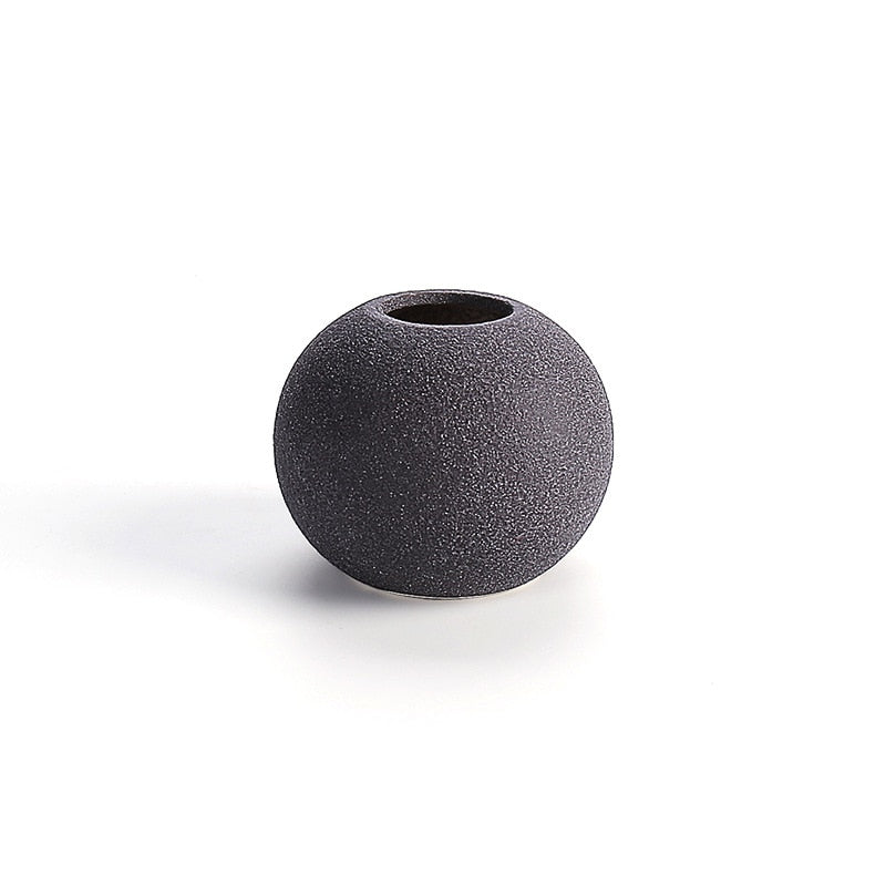 Ornaments Ceramic Vases Small Round Black
