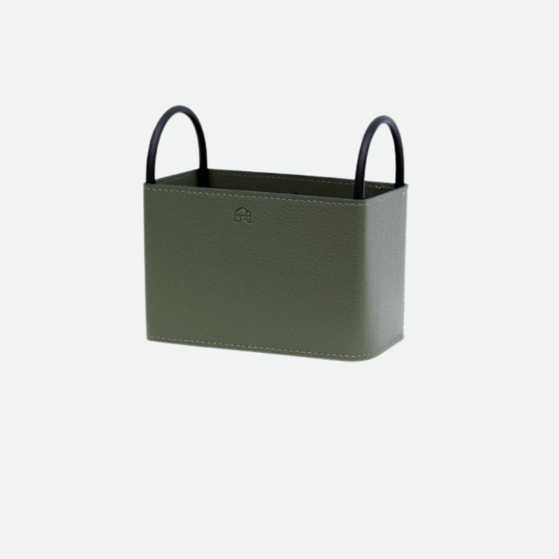 Oslo Leather Storage Basket Green
