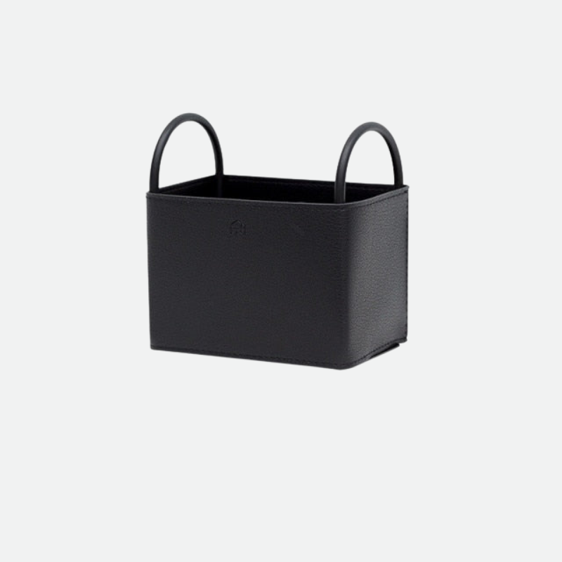 Oslo Leather Storage Basket Black