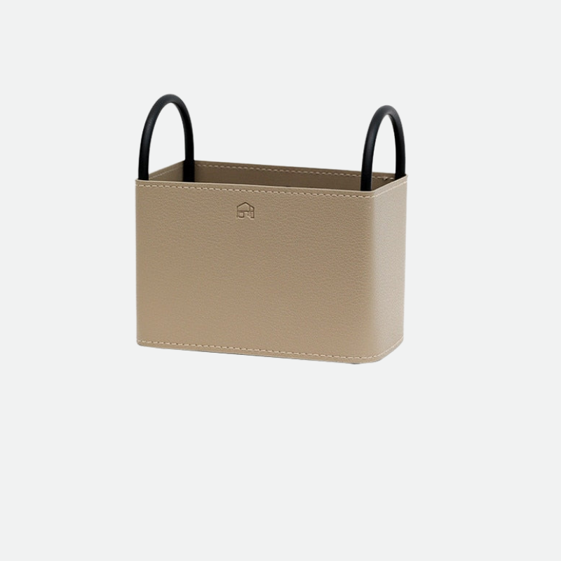 Oslo Leather Storage Basket Khaki