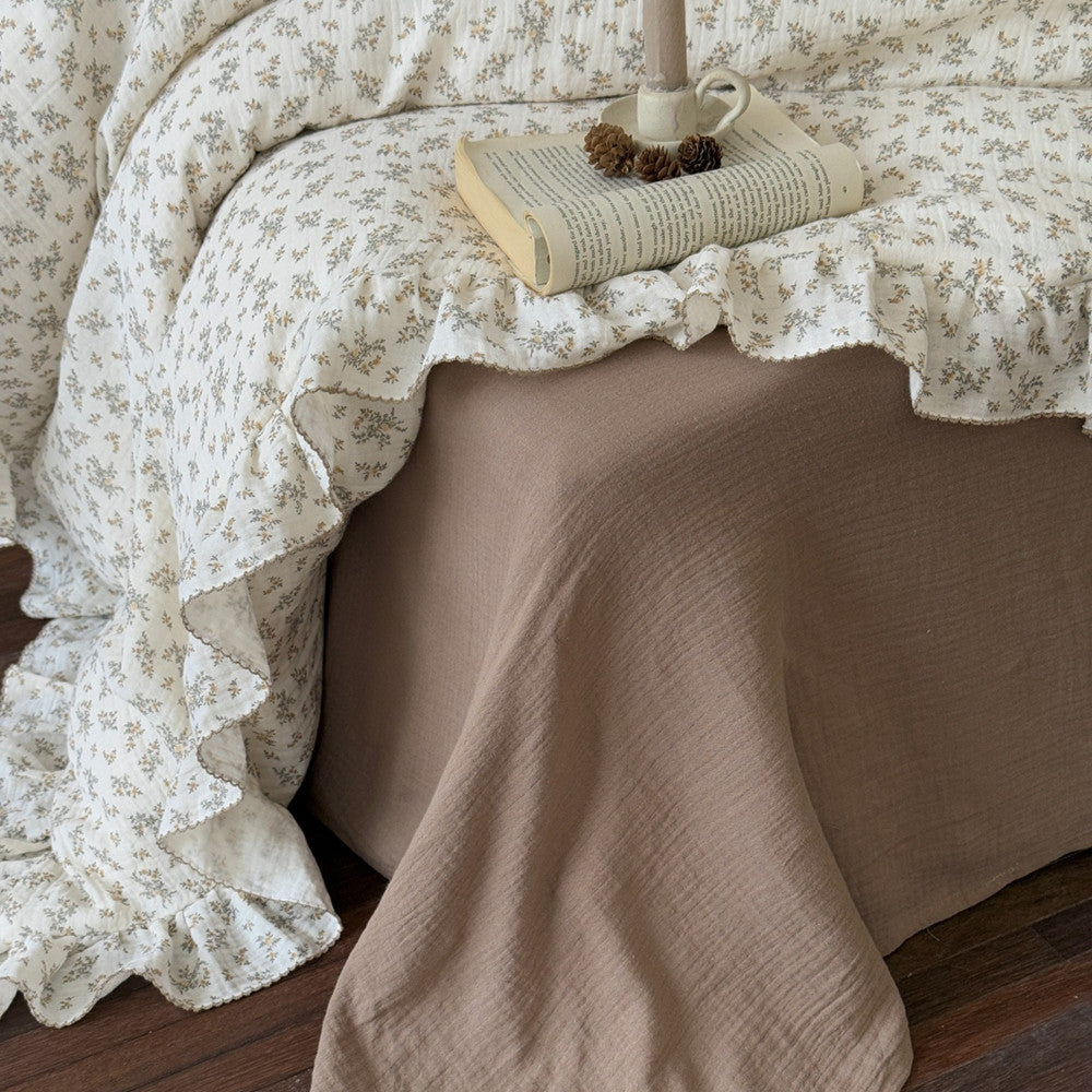 Osmanthus Floral Gauze Duvet Cover Set – Ruffled Elegance