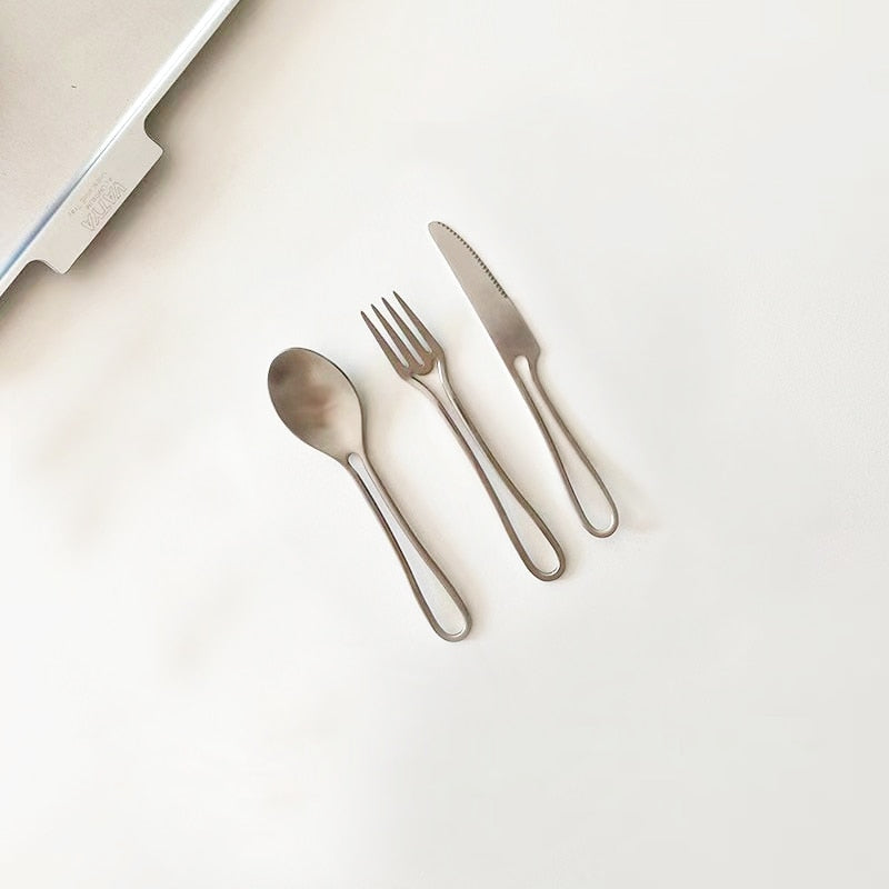 Outline Stainless Steel Cutlery Set Silver Dessert 3 Piece Set