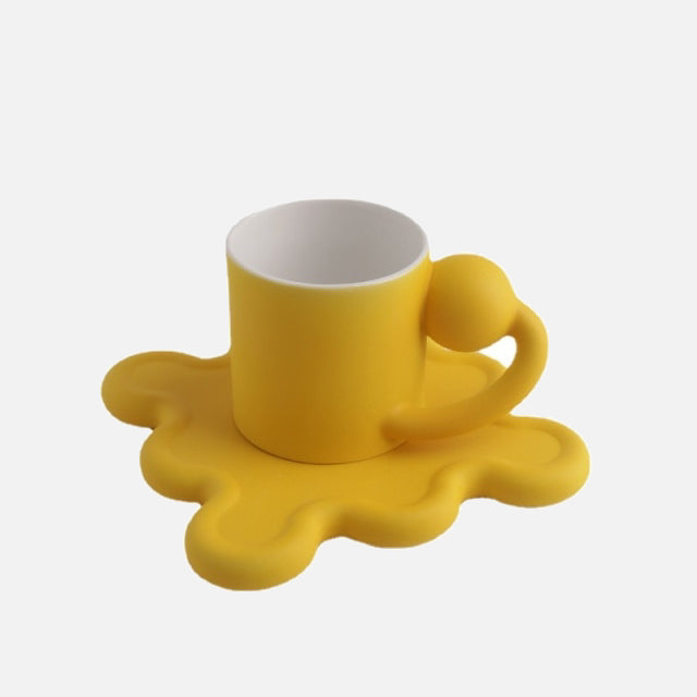 Oversized Zig Ceramic Cup & Plate Yellow Round Grip
