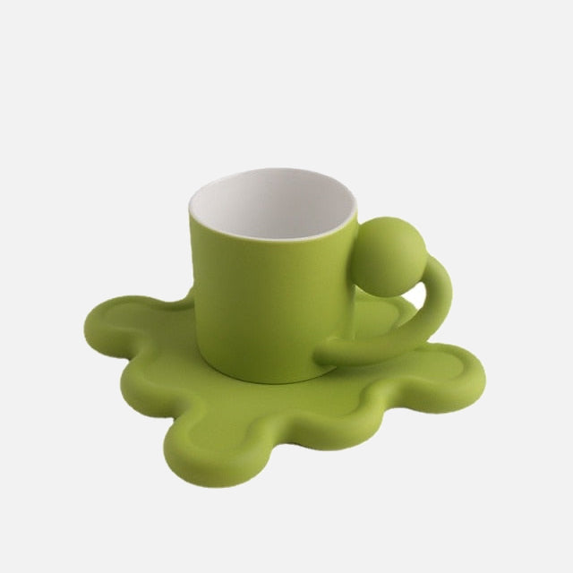 Oversized Zig Ceramic Cup & Plate Green Round Grip