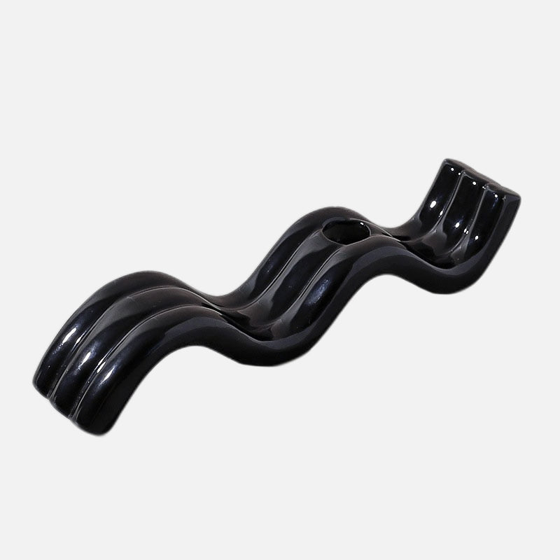 Oxford Ceramic Candle Holder Black Curve