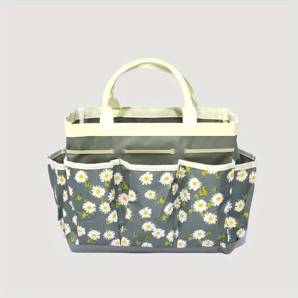 Oxford Floral Garden Tool Organizer Bag Gray Elegance