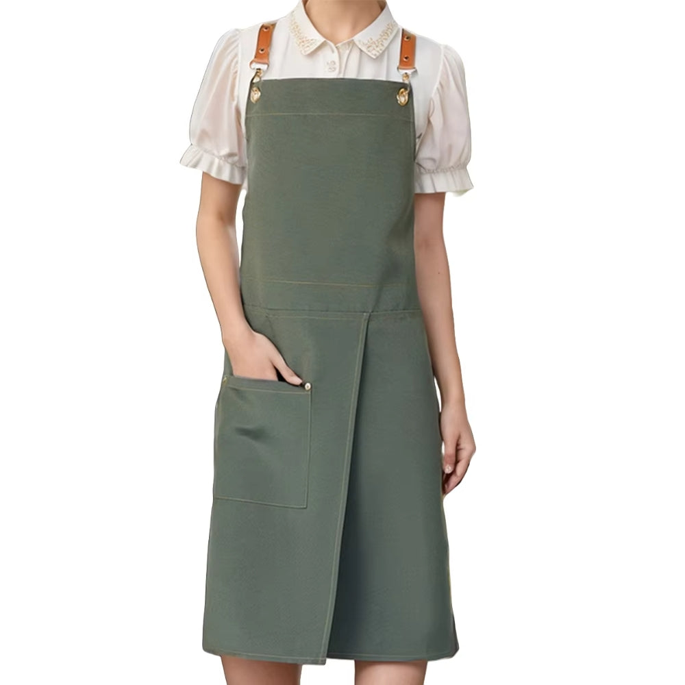 Unisex Split Skirt Apron with Pockets Army Green
