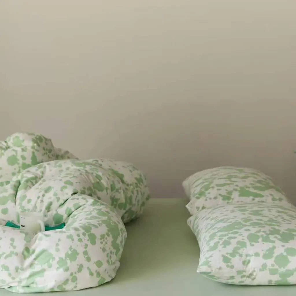 Paint Splatter Printed Bedding Set Green Full
