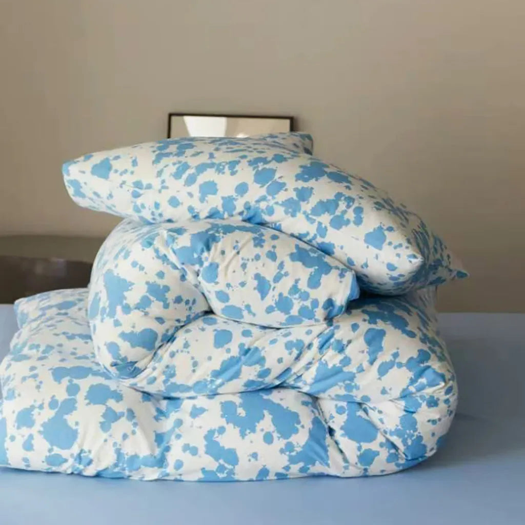 Paint Splatter Printed Bedding Set Blue Full