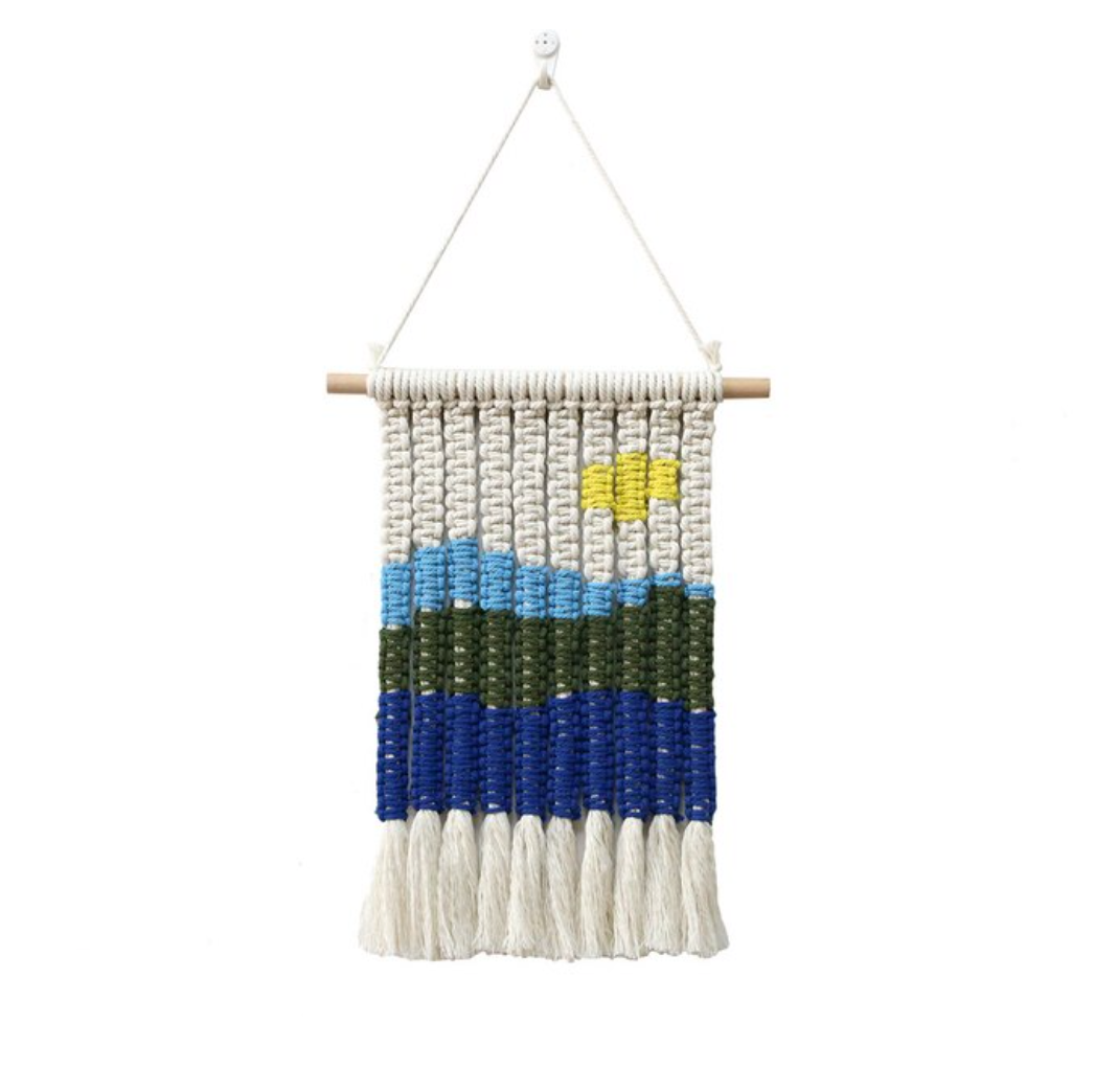 Paisaje Macramé Hanging Tapestry Medium Blue Sun
