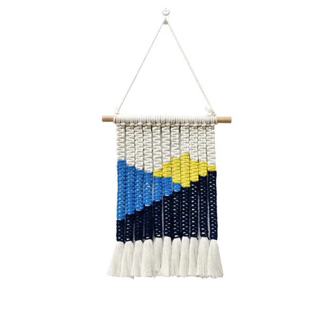 Paisaje Macramé Hanging Tapestry Medium Blue