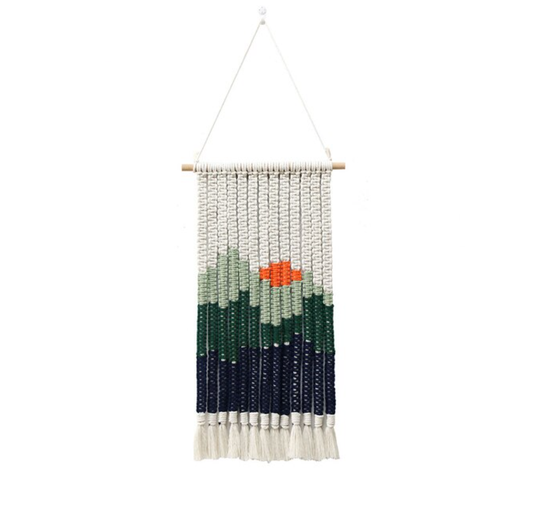 Paisaje Macramé Hanging Tapestry Long Green