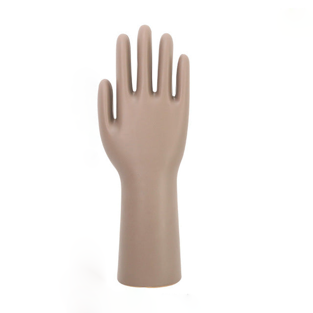 Palm Reader Ceramic Jewelry Stand & Desktop Organizer Large Hand Taupe