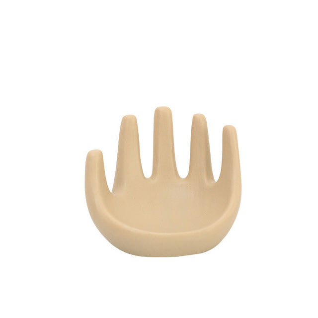 Palm Reader Ceramic Jewelry Stand & Desktop Organizer Hand Stand Yellow Clay