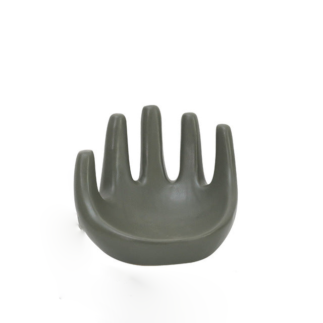Palm Reader Ceramic Jewelry Stand & Desktop Organizer Hand Stand Green