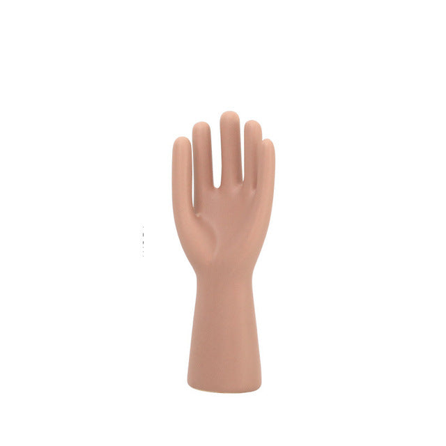 Palm Reader Ceramic Jewelry Stand & Desktop Organizer Small Hand Blush