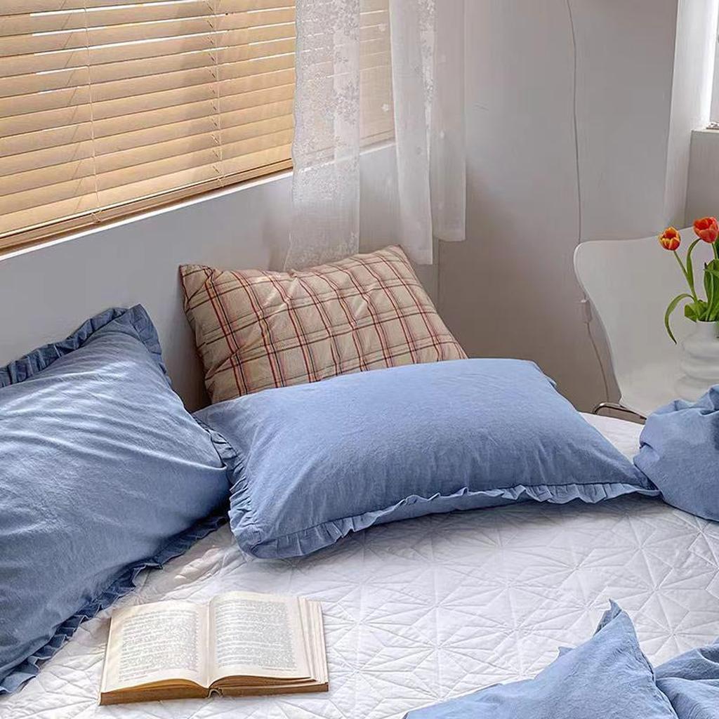 Pastel Pillowcase with Ruffle (6 colors) Blue