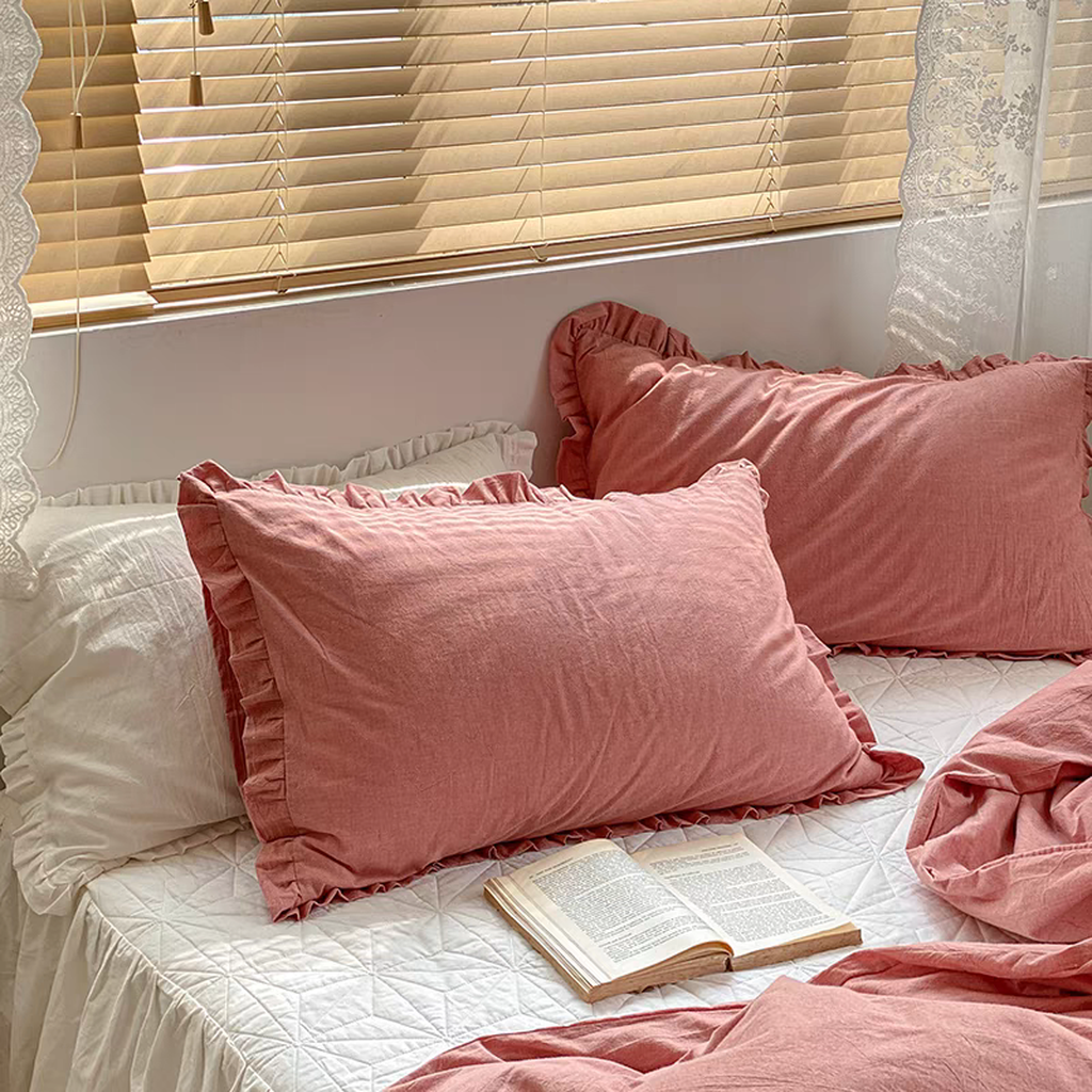 Pastel Pillowcase with Ruffle (6 colors) Redwood