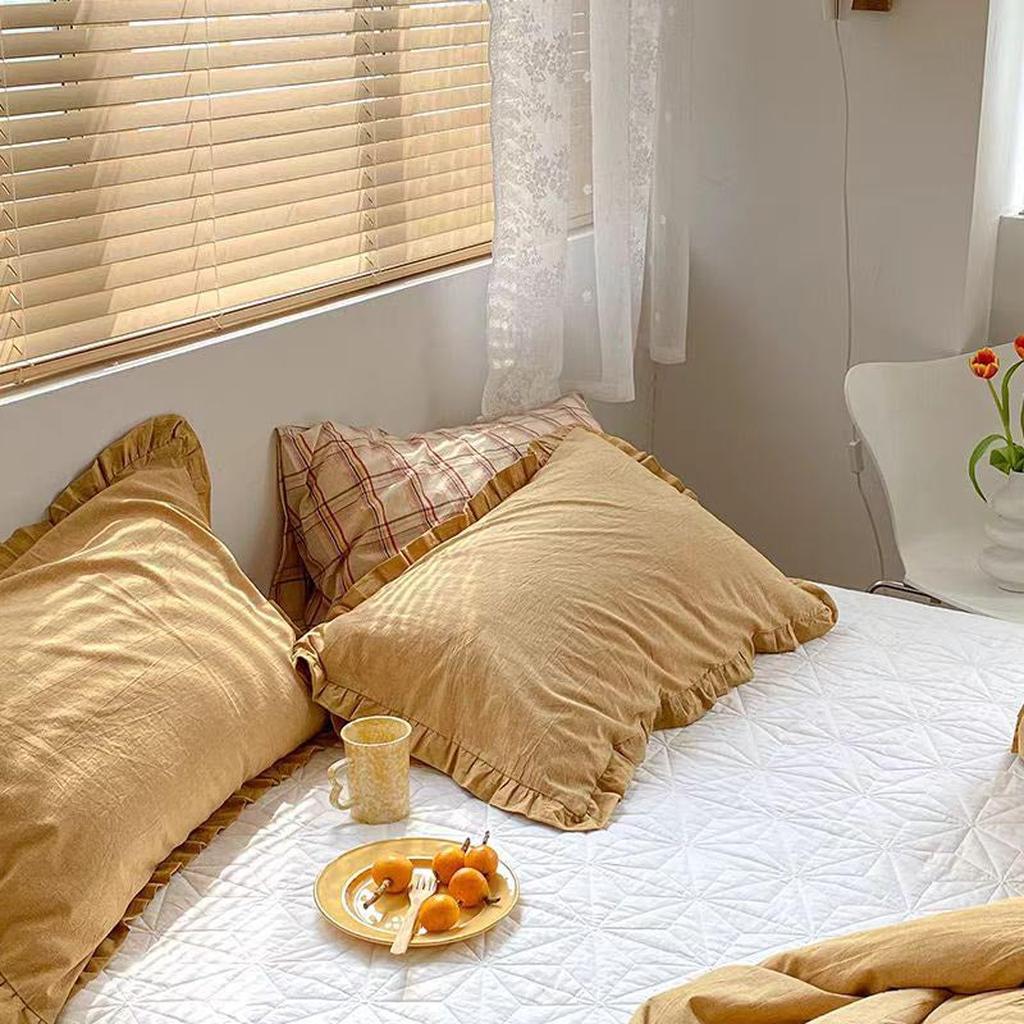 Pastel Pillowcase with Ruffle (6 colors) Yellow