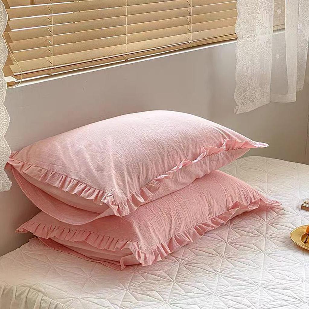 Pastel Pillowcase with Ruffle (6 colors) Pink
