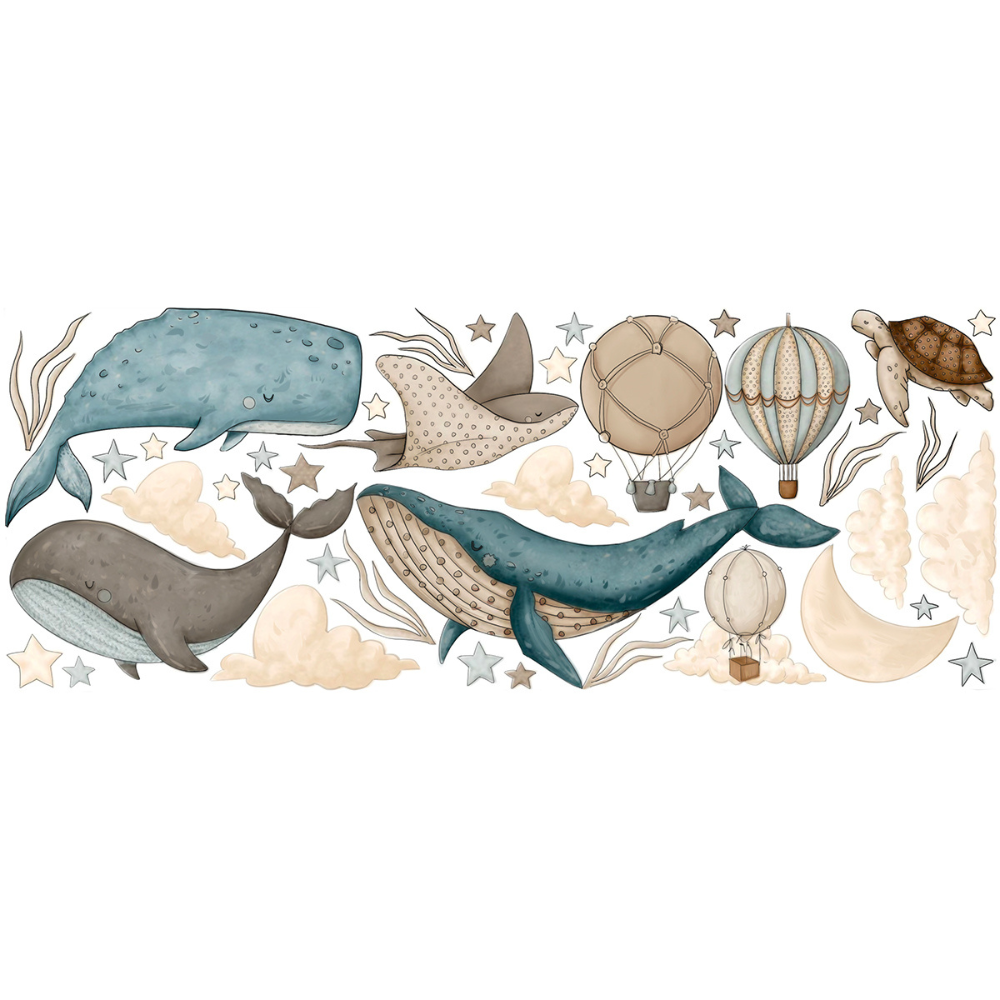 Flying Whale Wall Decal Balloon
