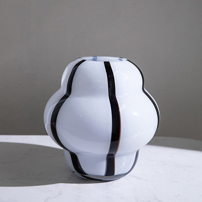 Paul Handmade Glass Vase Black & White Small