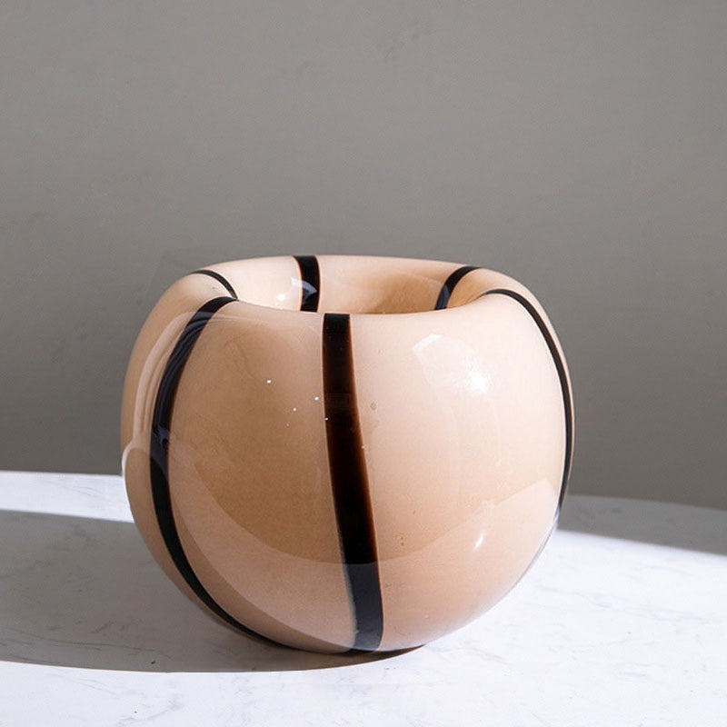 Paul Handmade Glass Vase Black & Peach Large