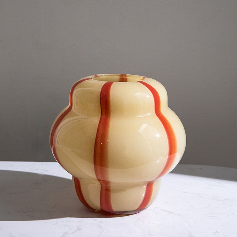 Paul Handmade Glass Vase Red & Peach Small
