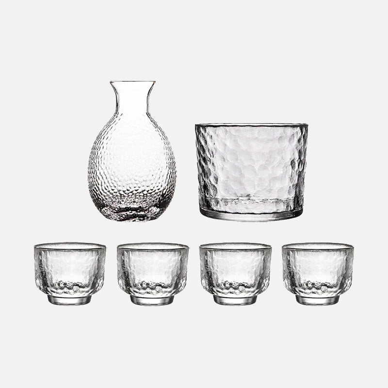 Peacock Sake Jug Set Clear