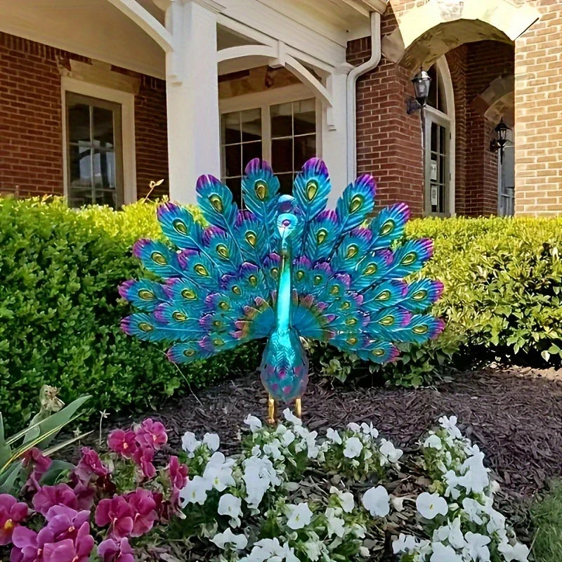 RegalFeather™ - Majestic Peacock Sculpture Wings Open
