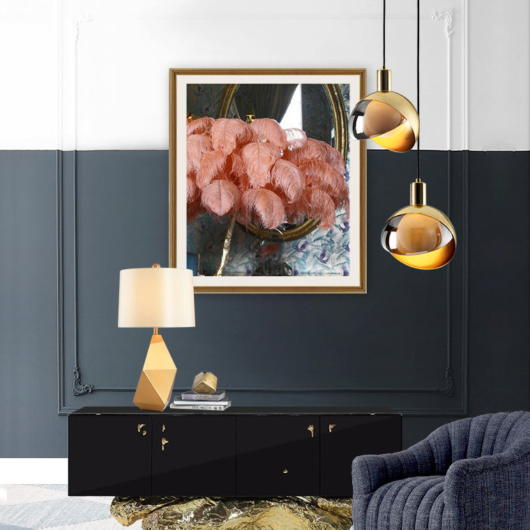 Peak Stone Glass and Metal Pendant Light