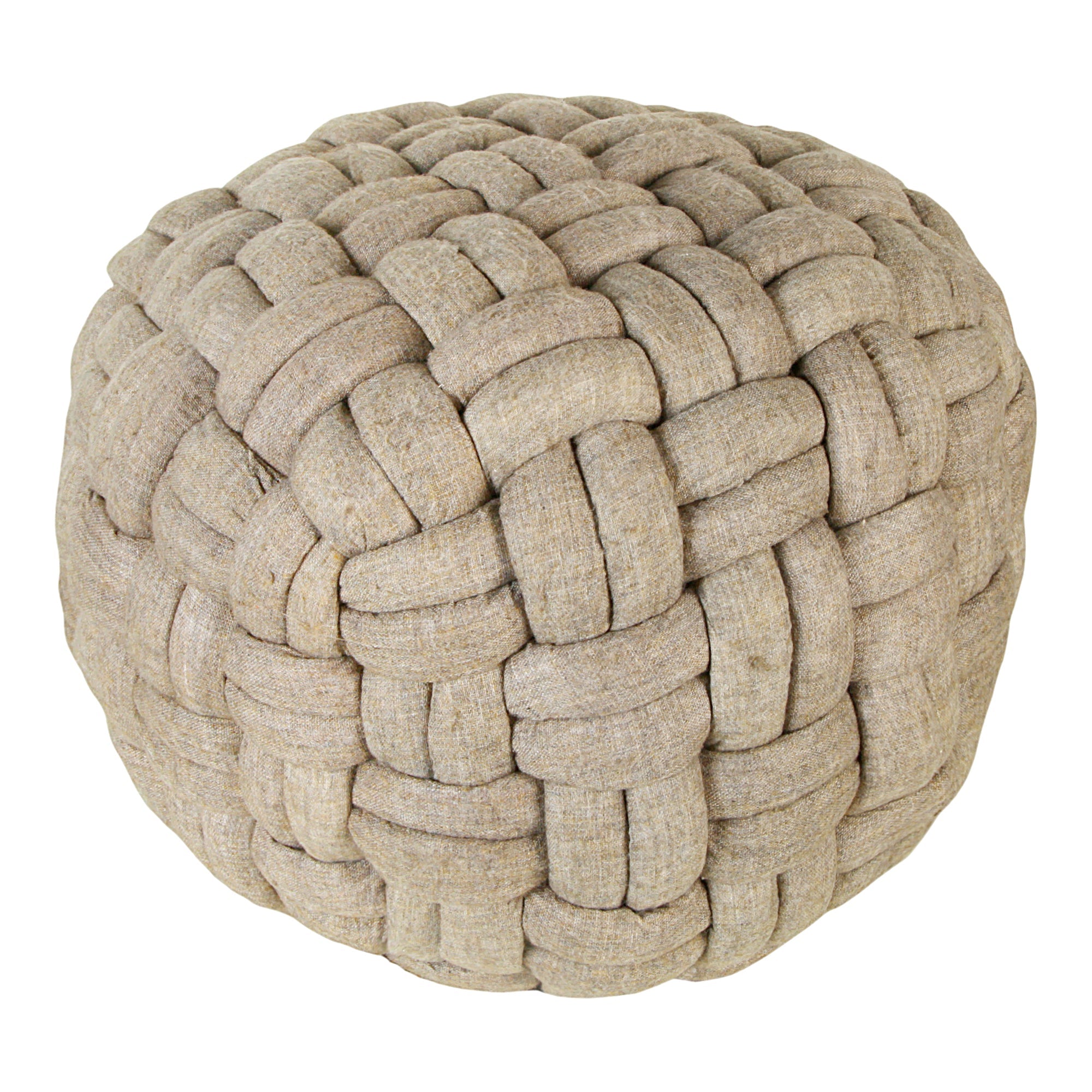 Pebble Puffed Weave Cable Knit Pouf Cappuccino