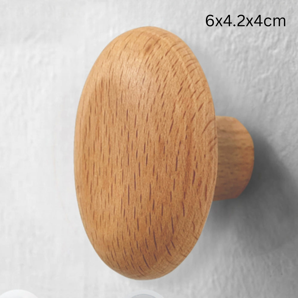 Pebble Shape Wood Clothes Hook Beech Oval