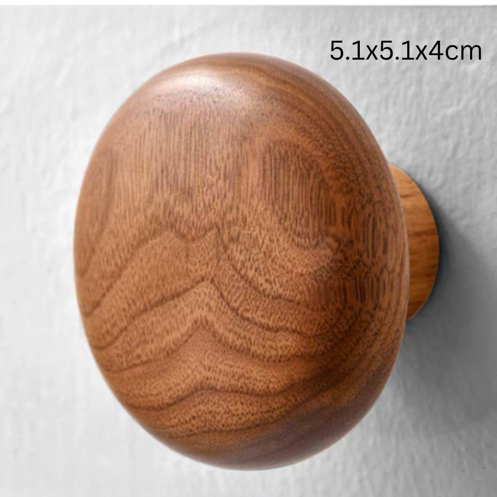 Pebble Shape Wood Clothes Hook Walnut Round