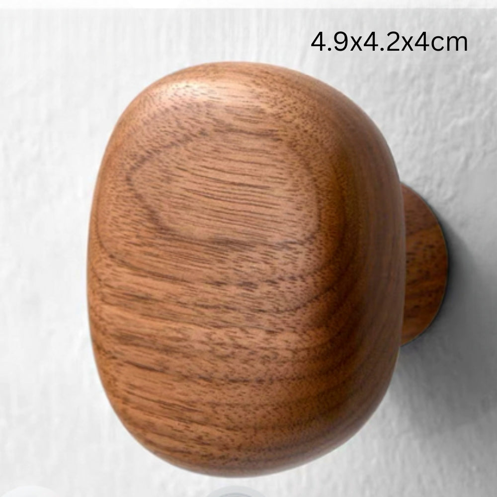Pebble Shape Wood Clothes Hook Walnut Square