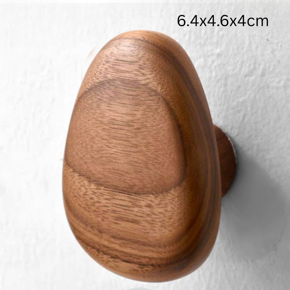Pebble Shape Wood Clothes Hook Walnut Triangle