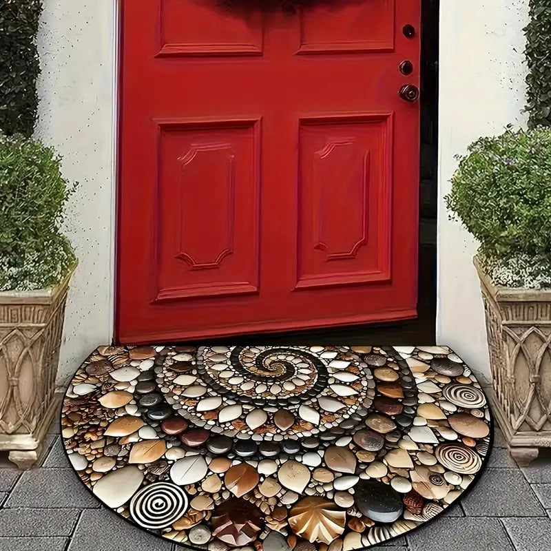 Coastal Spiral™ – Ocean-Inspired Pebble & Seashell Mat
