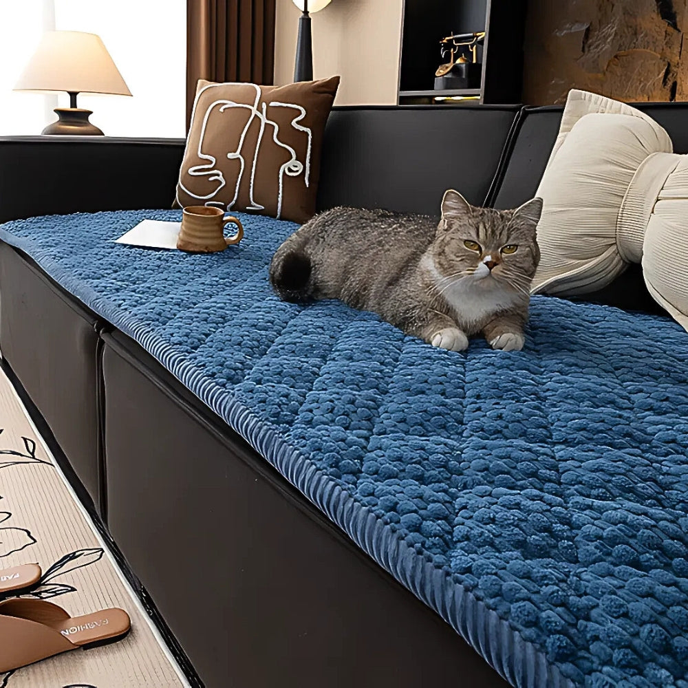 Pet-Proof Textured Quilted Sofa Protector Slipcover Navy Comfort