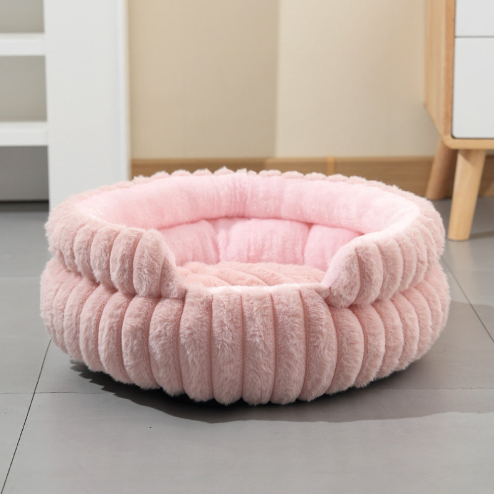 Classic Plush Donut Nest Pet Bed Blush