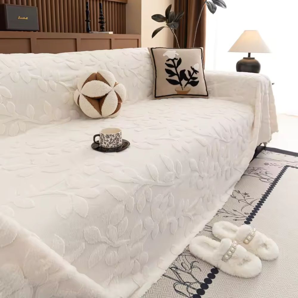 Petal Comfort Sofa Cover Ivory White