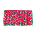 Graceful Red Floral Linen Cabinet Window Curtain