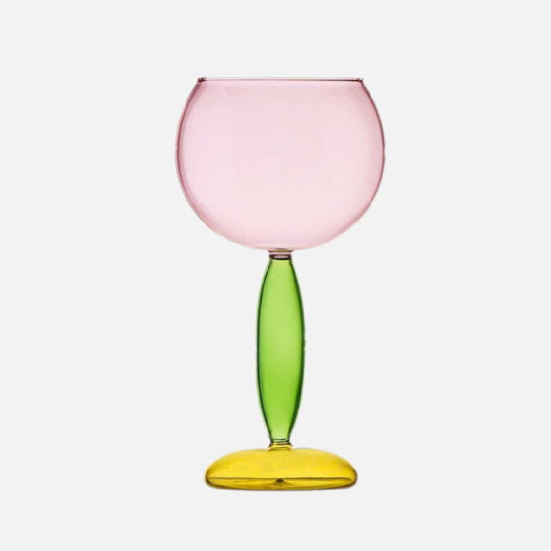 Phillips Colored Glass Goblet & Decanter Pink Burgundy